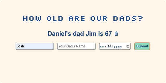 How Old Are Our Dads landing Page